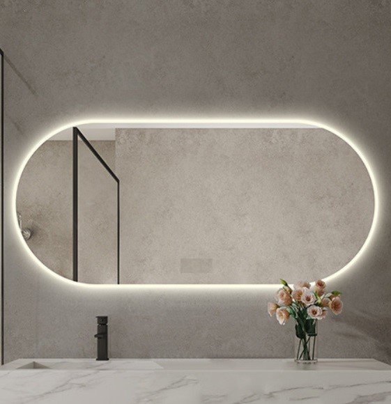 Espelho Lapidado Oval Iluminado com led quente - 60x150cm - 5