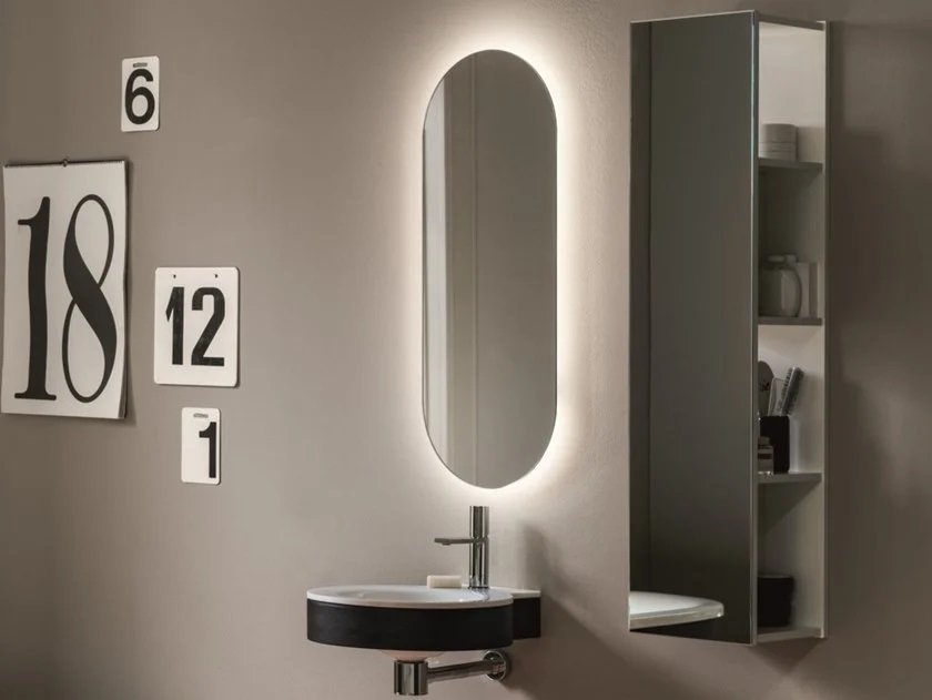 Espelho Lapidado Oval Iluminado com led quente - 60x150cm - 7