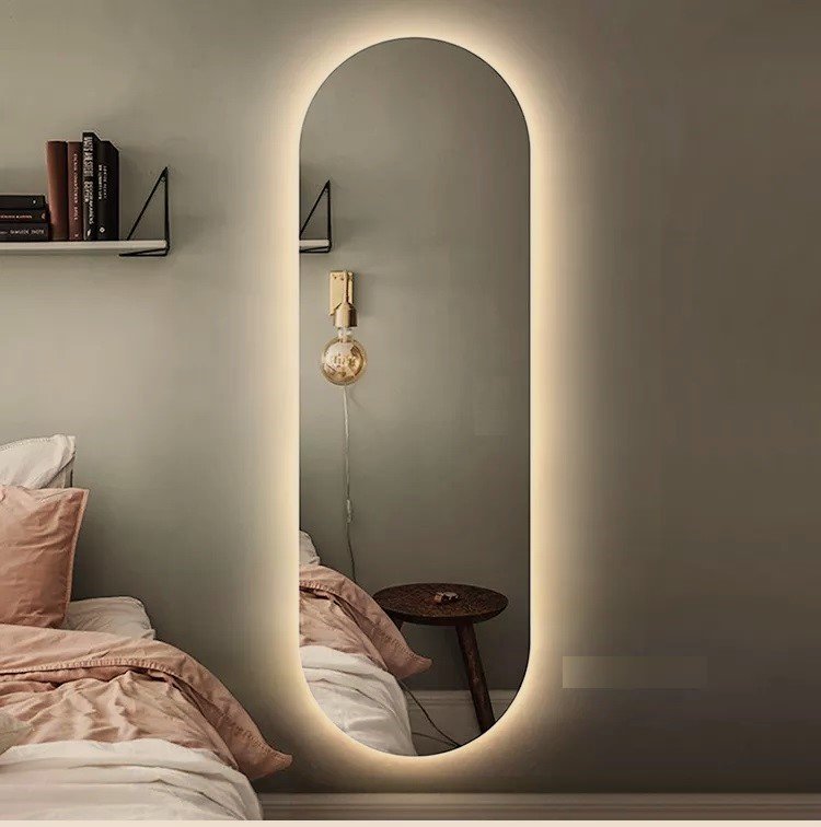 Espelho Lapidado Oval Iluminado com led quente - 60x150cm - 6