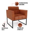Ver imagem 5 de Kit 1 Sofá Namoradeira e 2 Poltronas Elisa Corano Nozes Base Metálica Industrial Preto - D'Rossi