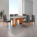 Ver imagem 1 de Mesa de Jantar Carolina 180cm Tampo MDF Vidro Canto Copo com 6 Cadeiras Safira