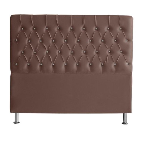 Cabeceira de Cama Box Paris Queen 160 Cm Botão Strass Suede Rosê Eli Móveis