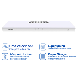 Depurador de Cozinha Exaustor 60 Cm de Parede Branco 127v - 2