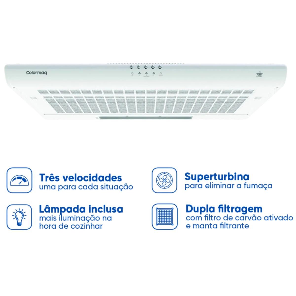 Depurador de Cozinha Exaustor 60 Cm de Parede Branco 127v - 2