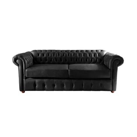 Sofá Chesterfield Capitone Luis XV Vicenzo Couro Eco Preto 1,80M / Decoracao, sala tv estar, recepça