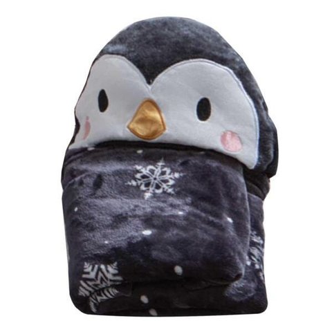 Manta Baby com Capuz de Pinguim Preto