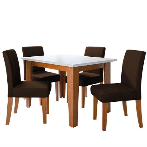 Conjunto Sala de Jantar Mesa Miami 1,20m 4 Cadeiras Trieste Dobuê