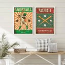 Ver imagem 2 de Kit 2 Quadros Decorativos Baseball Retrô 33x24cm - com Vidro:madeira Preta