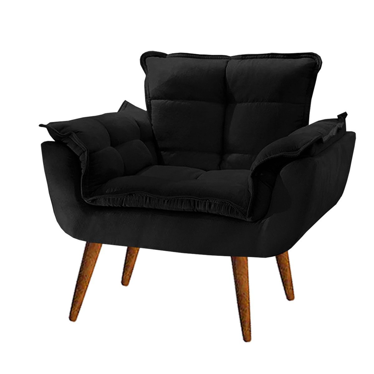 Poltrona decorativa opala confortável para sala quarto recepção suede luxo arapongas decor Preta - 2