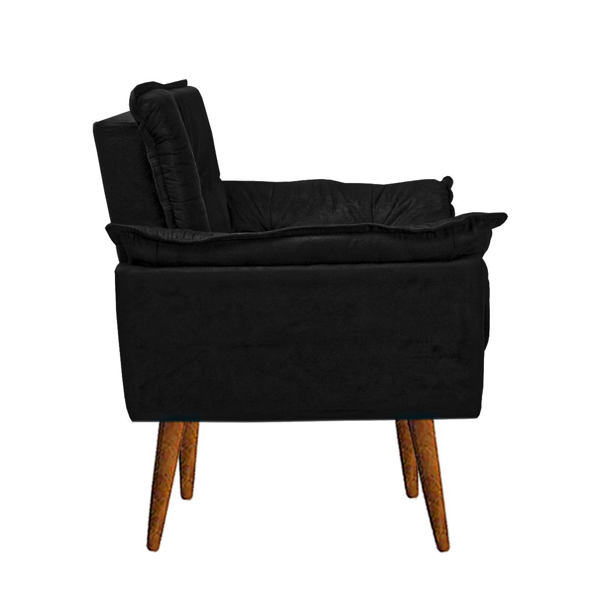 Poltrona decorativa opala confortável para sala quarto recepção suede luxo arapongas decor Preta - 3