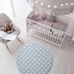 Tapete Redondo Infantil Jolitex Mimo Poa Diam 100cm Azul - 1