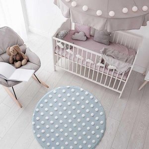 Tapete Redondo Infantil Jolitex Mimo Poa Diam 100cm Azul