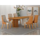 Ver imagem 1 de Conjunto Jantar 6 Cadeiras Maciça 2x1 Pilar - Arbo Design - Cinamomo Linho Palha