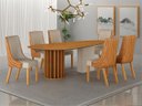 Ver imagem 1 de Conjunto Jantar 6 Cadeiras Maciça 2x1 Pilar - Arbo Design - Cinamomo Linho Palha