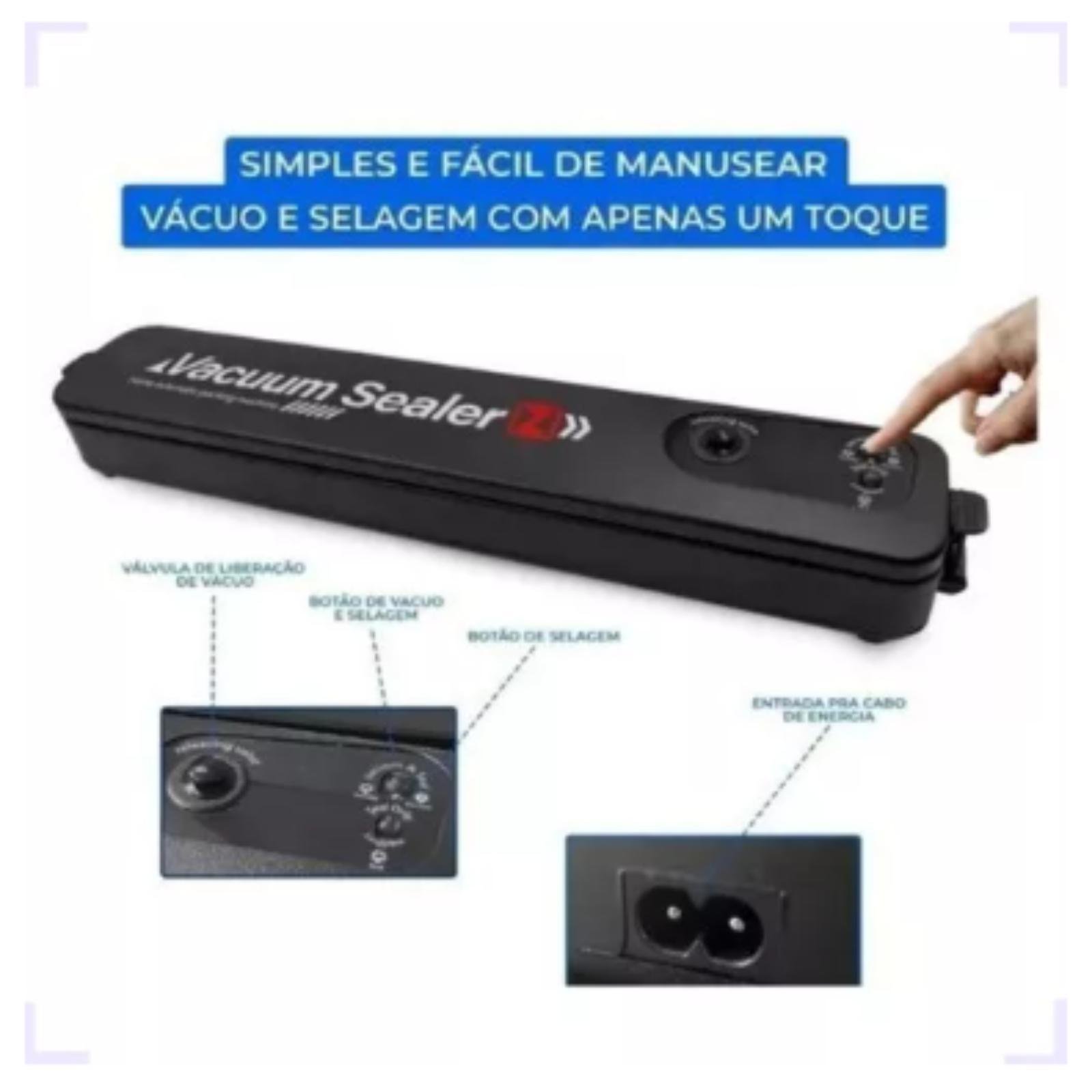 Máquina Seladora Alimentos Vácuo 10 Sacos Embalagens Bivolt - 4