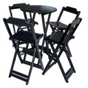 Ver imagem 2 de Kit 6 Jogos de Mesa Bistrô de Madeira com 4 Cadeiras Dobrável Ideal para Bar e Restaurante Preto