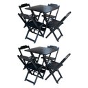 Ver imagem 1 de Kit 2 Jogos de Mesa com 4 Cadeiras de Madeira Dobravel 70x70 Ideal para Bar e Restaurante - Preto