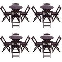 Ver imagem 1 de Kit 4 Jogos de Mesa Dobrável com 4 Cadeiras Tampo Redondo 70x70 Tabaco