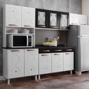 Ver imagem 1 de Cozinha de Aço Completa Mirage 12 Portas 3 Gavetas com Vidro Branco/preto - Telasul