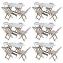 Ver imagem 1 de Kit 6 Conjuntos de Mesa com 4 Cadeiras de Madeira Dobrável 120x70 sem Pintura/crua