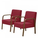 Ver imagem 1 de Kit 2 Poltronas Decorativas 1 Lugar Luna Braço Madeira D Salla Suede Vermelho