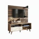 Ver imagem 4 de Rack com Painel para TV até 43 Polegadas 1 Porta 3 Prateleiras 136cm Nogueira/Off White - J