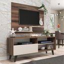 Ver imagem 3 de Rack com Painel para TV até 43 Polegadas 1 Porta 3 Prateleiras 136cm Nogueira/Off White - J