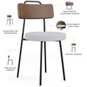 Ver imagem 4 de Kit 04 Cadeiras Estofada Para Sala De Jantar Barcelona L02 Couríssimo Marrom Linho Cinza - Lyam