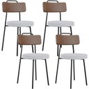Ver imagem 1 de Kit 04 Cadeiras Estofada Para Sala De Jantar Barcelona L02 Couríssimo Marrom Linho Cinza - Lyam