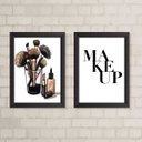 Ver imagem 2 de Kit 2 Quadros Decorativos Maquiagens makeup 24x18cm - com Vidro:madeira Branca