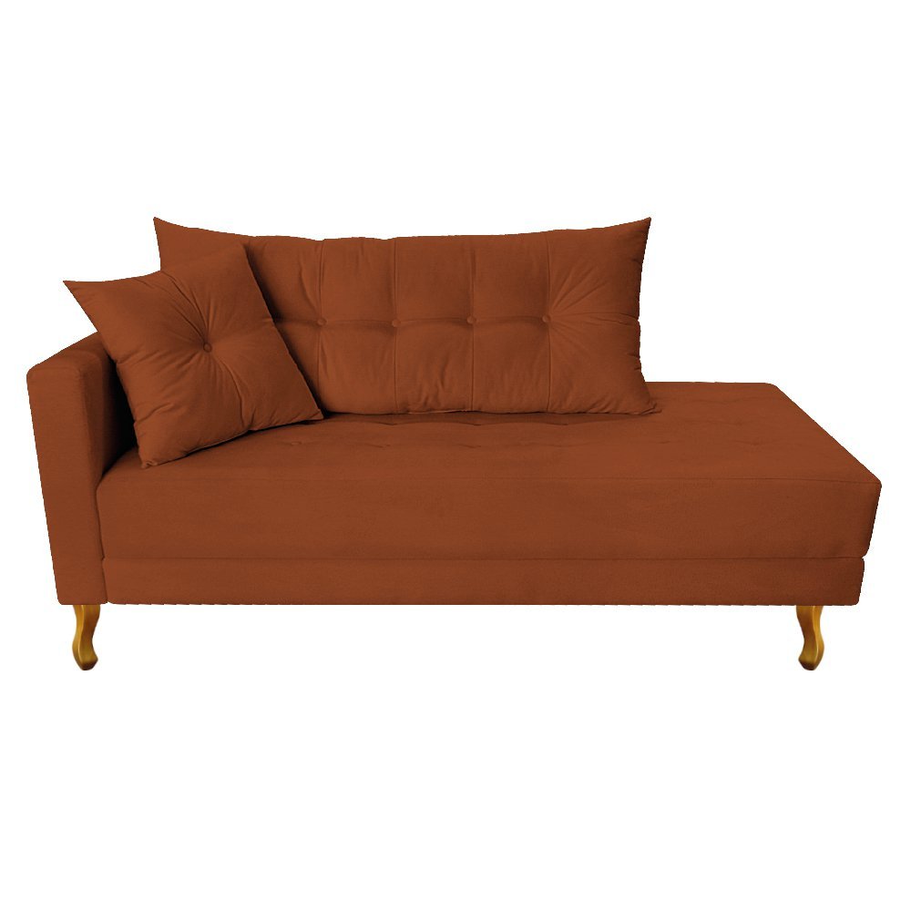 Recamier Azura 140cm com Almofada Lado Direito Suede - Doce Sonho Móveis - Terracota - 1