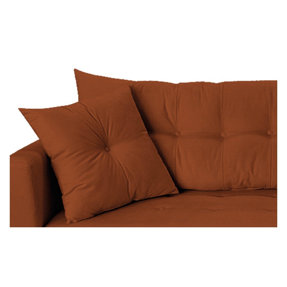 Recamier Azura 140cm com Almofada Lado Direito Suede - Doce Sonho Móveis - Terracota - 6