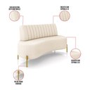 Ver imagem 6 de Sofá Namoradeira 2 Lugares Orgânico Sala Hall de Entrada Living 135cm Pé Dourado Maraú Bouclê Bege
