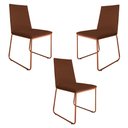 Ver imagem 1 de Kit 3 Cadeiras de Jantar Estofada Lille Base Bronze Veludo Terracota - Montanaris Decor