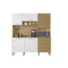 Armário de Cozinha Ferrara com Portas Ripada e Nicho para Forno Castanho Branco - Kids Paraná - 1