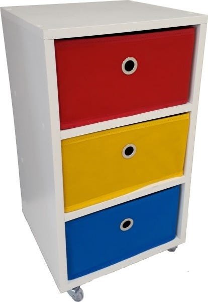 mesa de cabeceira gaveteiro Organibox com 3 gavetas 32x67x28cm - Com Rodízio Cor:Colorido