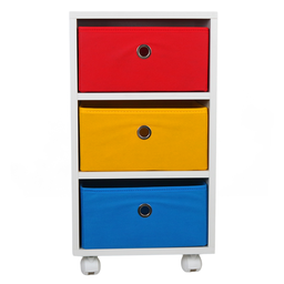 Mesa de Cabeceira Gaveteiro Organibox com 3 Gavetas 32x67x28cm - com Rodízio Cor:colorido - 4
