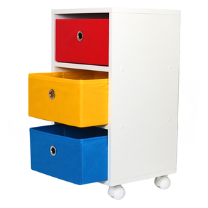 Mesa de Cabeceira Gaveteiro Organibox com 3 Gavetas 32x67x28cm - com Rodízio Cor:colorido