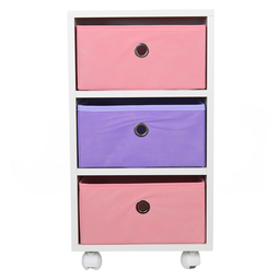Mesa de Cabeceira Gaveteiro Organibox com 3 Gavetas 32x67x28cm - com Rodízio Cor:rosa - 2