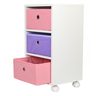 Mesa de Cabeceira Gaveteiro Organibox com 3 Gavetas 32x67x28cm - com Rodízio Cor:rosa - 1