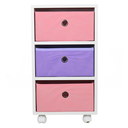Ver imagem 2 de Mesa de Cabeceira Gaveteiro Organibox com 3 Gavetas 32x67x28cm - com Rodízio Cor:Rosa