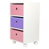 Mesa de Cabeceira Gaveteiro Organibox com 3 Gavetas 32x67x28cm - com Rodízio Cor:rosa - 3