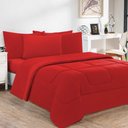 Ver imagem 1 de Kit Edredom + Jogo de Lençol Malha 100% Algodão Gran Moratta 7 Peças Queen - Vermelho-vermelho