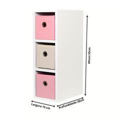 Mesa de Cabeceira Gaveteiro Organibox com 3 Gavetas 18x55x30cm Cor:rosa - 4