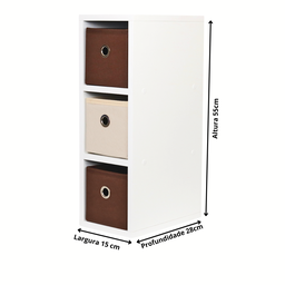Mesa de Cabeceira Gaveteiro Organibox com 3 Gavetas 18x55x30cm Cor:marrom - 6