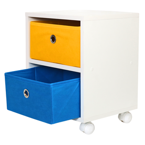 Mesa de Cabeceira Gaveteiro Organibox com 2 Gavetas 32x37x30cm - Azul e Amarelo