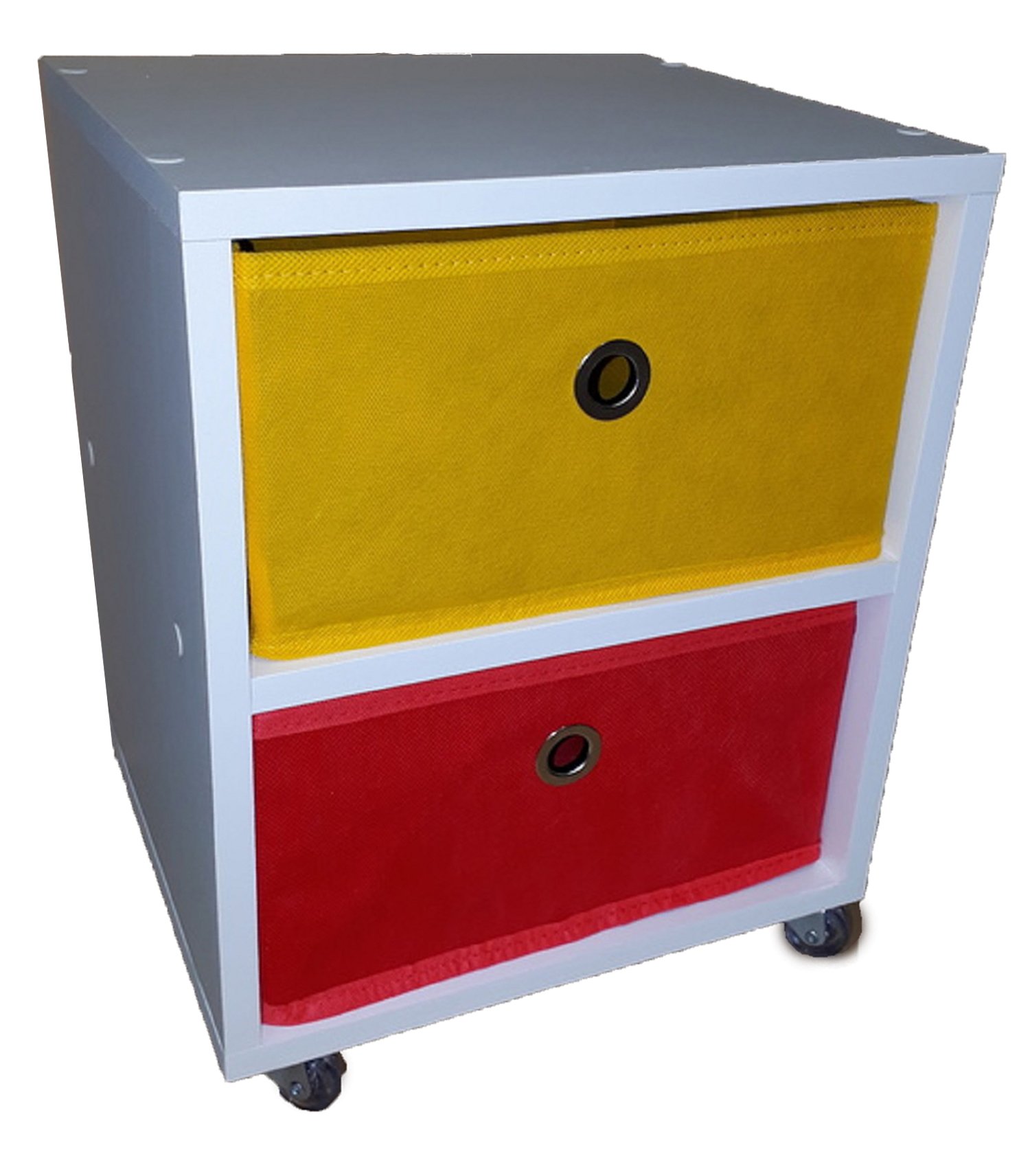 Mesa de cabeceira gaveteiro Organibox com 2 gavetas 32x37x30cm - Azul e Amarelo - 5