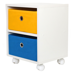 Mesa de Cabeceira Gaveteiro Organibox com 2 Gavetas 32x37x30cm - Azul e Amarelo - 4