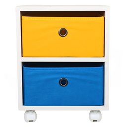 Mesa de Cabeceira Gaveteiro Organibox com 2 Gavetas 32x37x30cm - Azul e Amarelo - 3