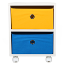 Ver imagem 3 de Mesa de Cabeceira Gaveteiro Organibox com 2 Gavetas 32x37x30cm - Azul e Amarelo